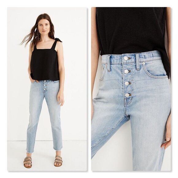🔆 MADEWELL 🔆 The High-Rise Slim Button Front Boyfriend Jean - [size 27x26] - Picture 1 of 14